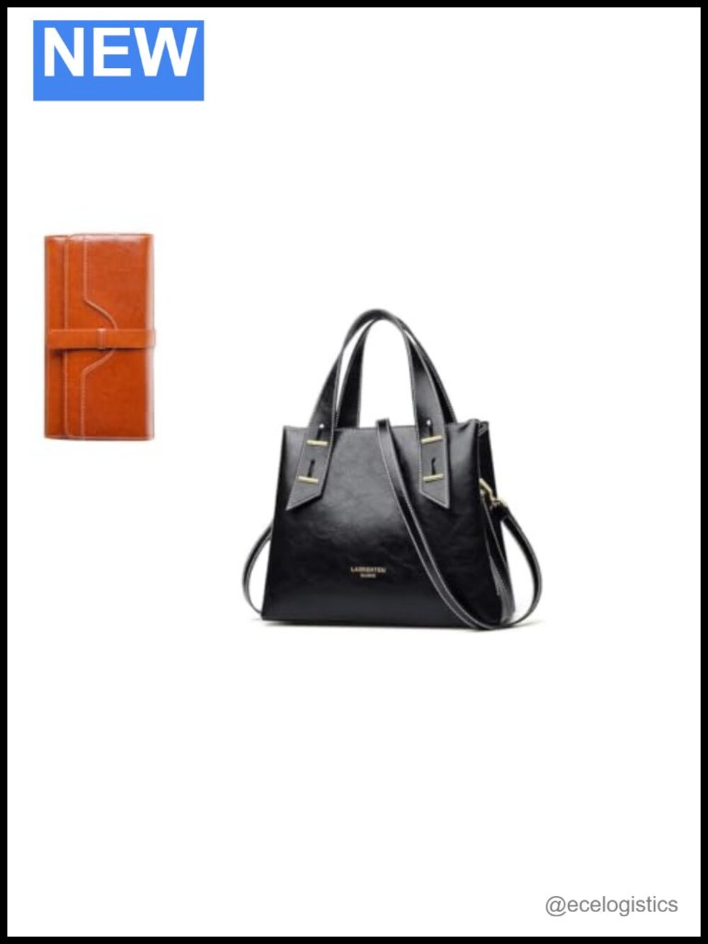 Genuine Leather Crossbody Handbag with Long Bifold Wallet